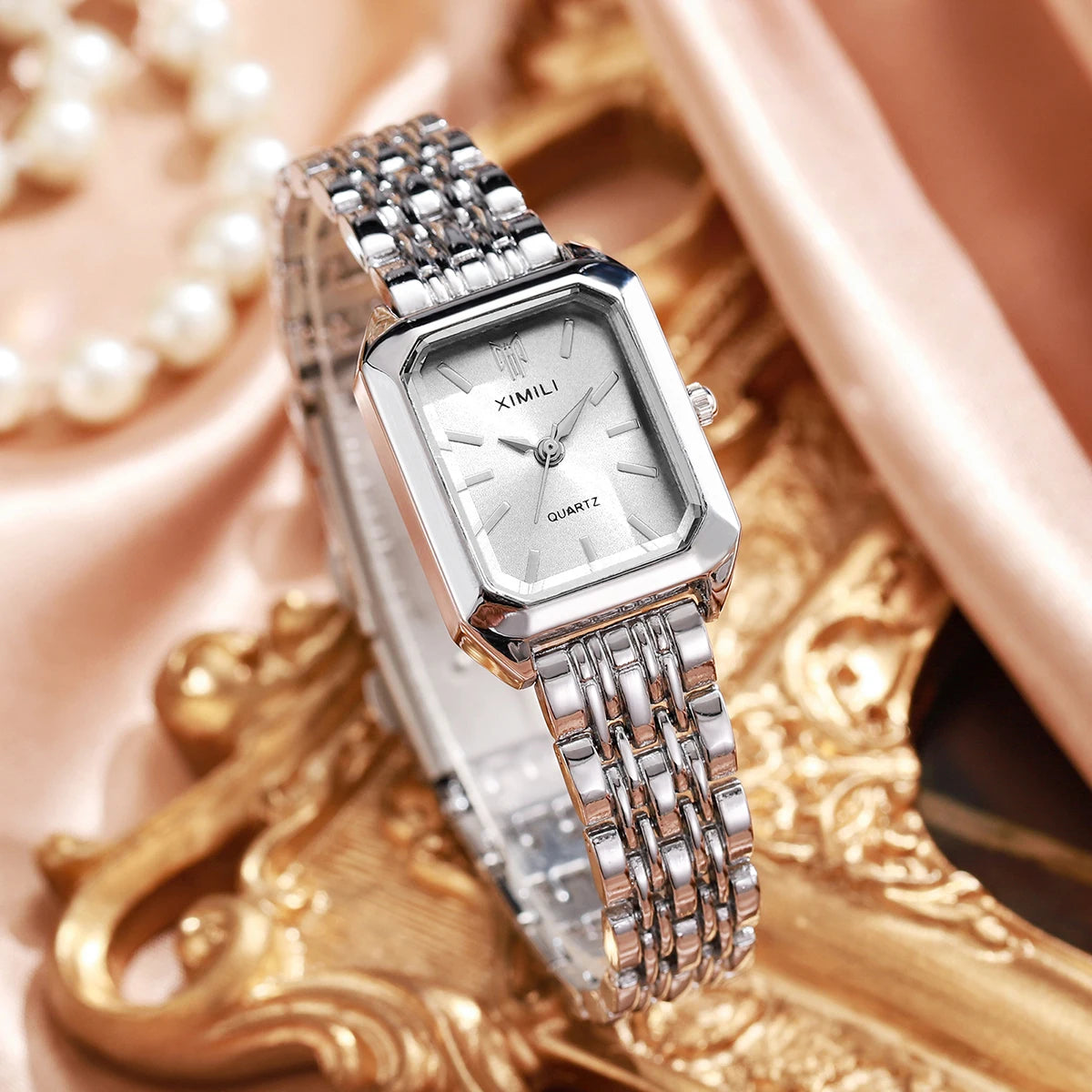 Luxury Women’s Stainless Steel Watch – Elegant Rectangle Quartz