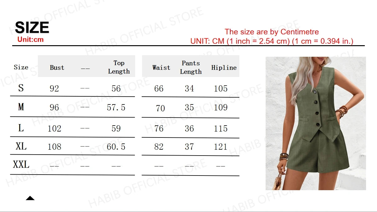 Elegant Women's Summer Set – Sleeveless Vest + High-Waist Shorts