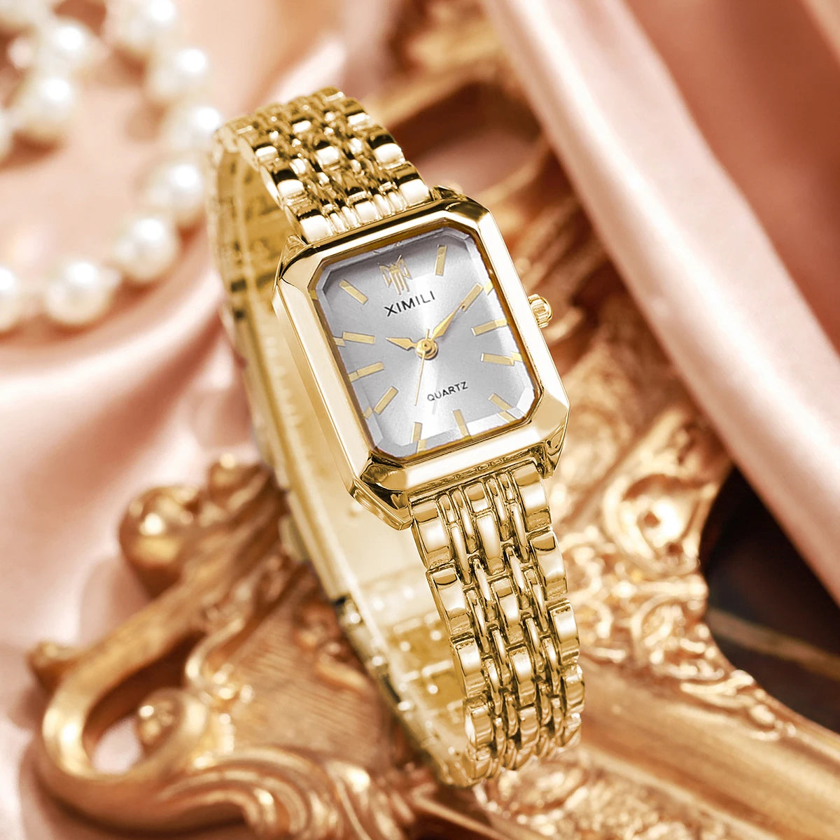 Luxury Women’s Stainless Steel Watch – Elegant Rectangle Quartz
