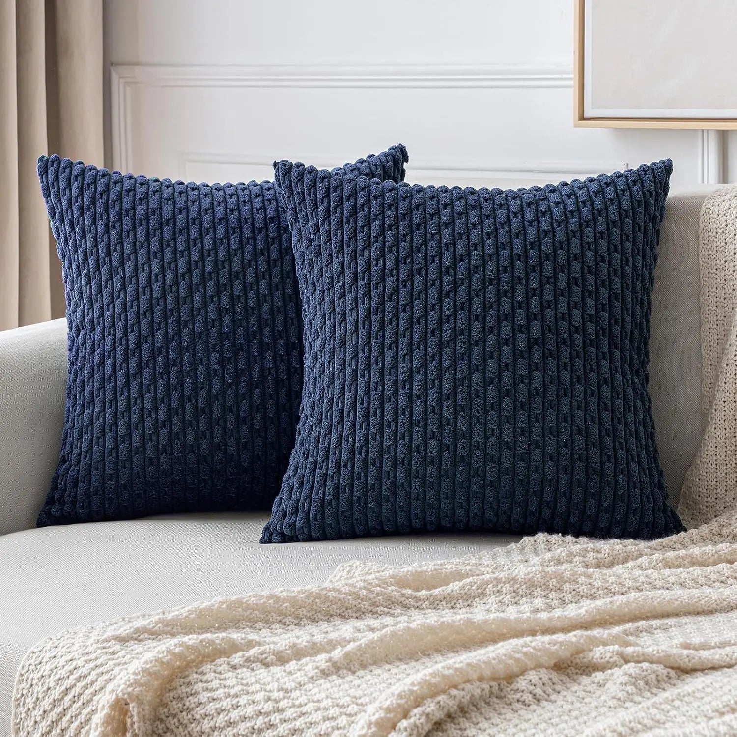 Boho Fall Corduroy Striped Pillow Cover – Soft & Cozy Farmhouse Vibes