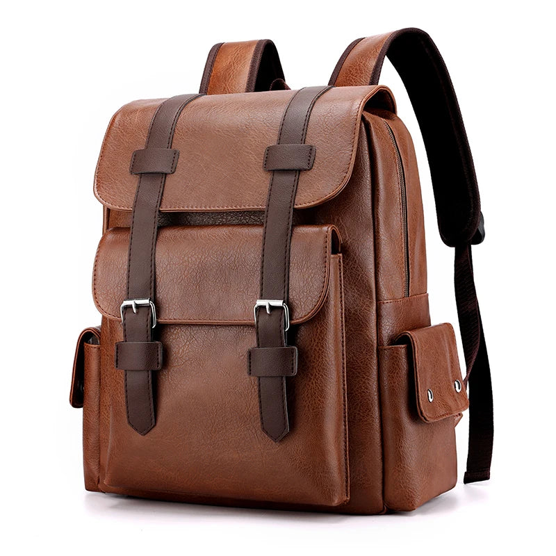 Men's PU Leather Backpack – Spacious, Durable, and Stylish!