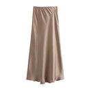Saia midi de cetim de cintura subida – Elegância e conforto
