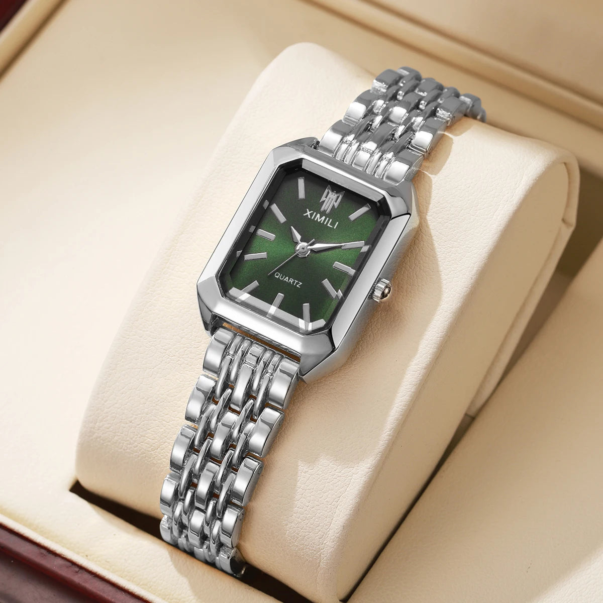 Luxury Women’s Stainless Steel Watch – Elegant Rectangle Quartz