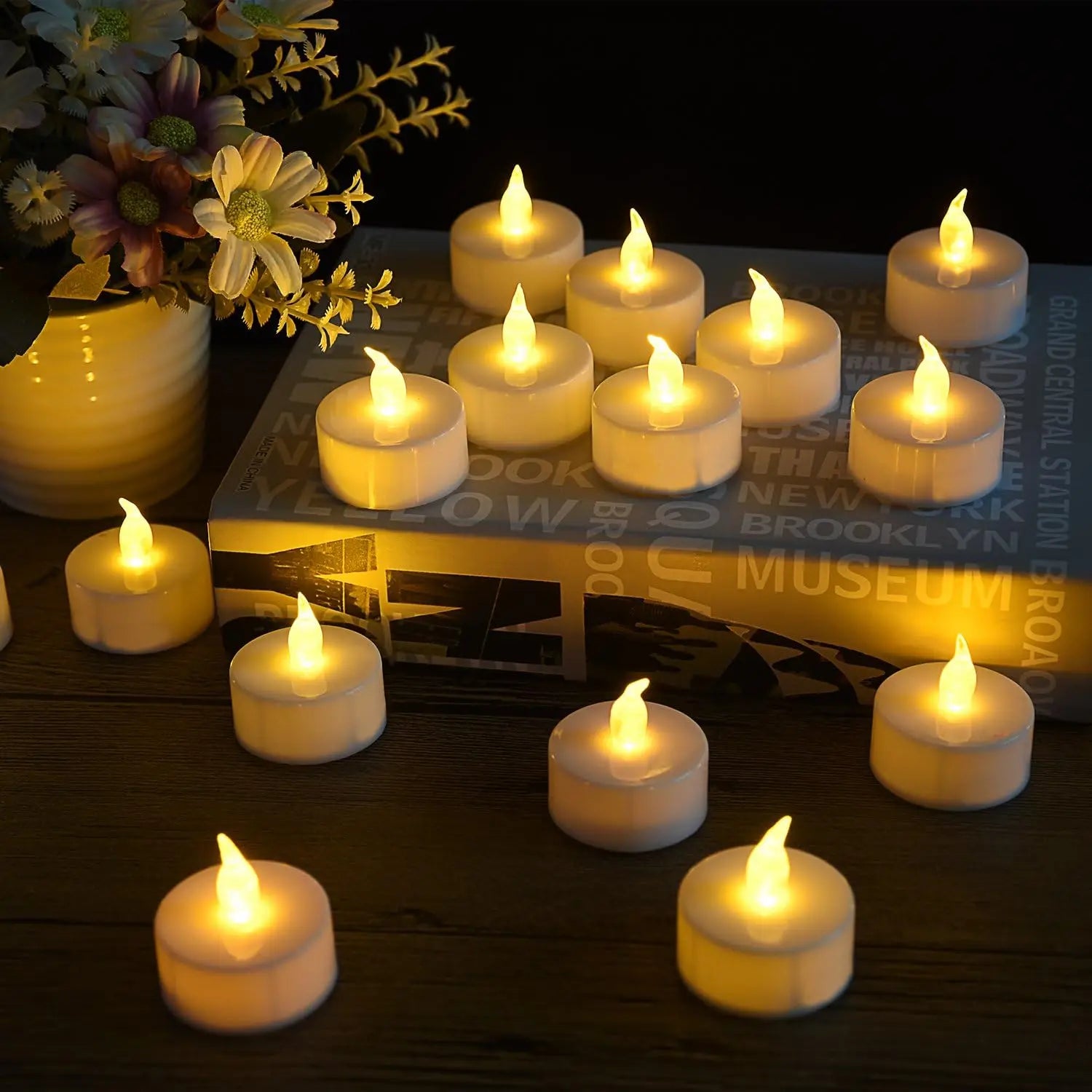24PCS Flameless LED Candles – Warm White Battery Tea Lights for Weddings, Holidays & Safe Home Decor