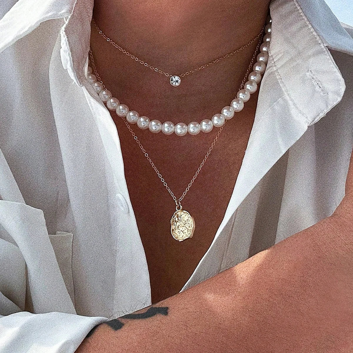 2-in-1 Men's Necklace Set – Thin Chain + Rivet Pendant in Stainless Steel