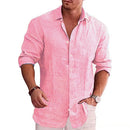 Men’s Cotton Linen Long Sleeve Shirt – Casual Solid Color, Plus Size, Spring/Autumn Wear