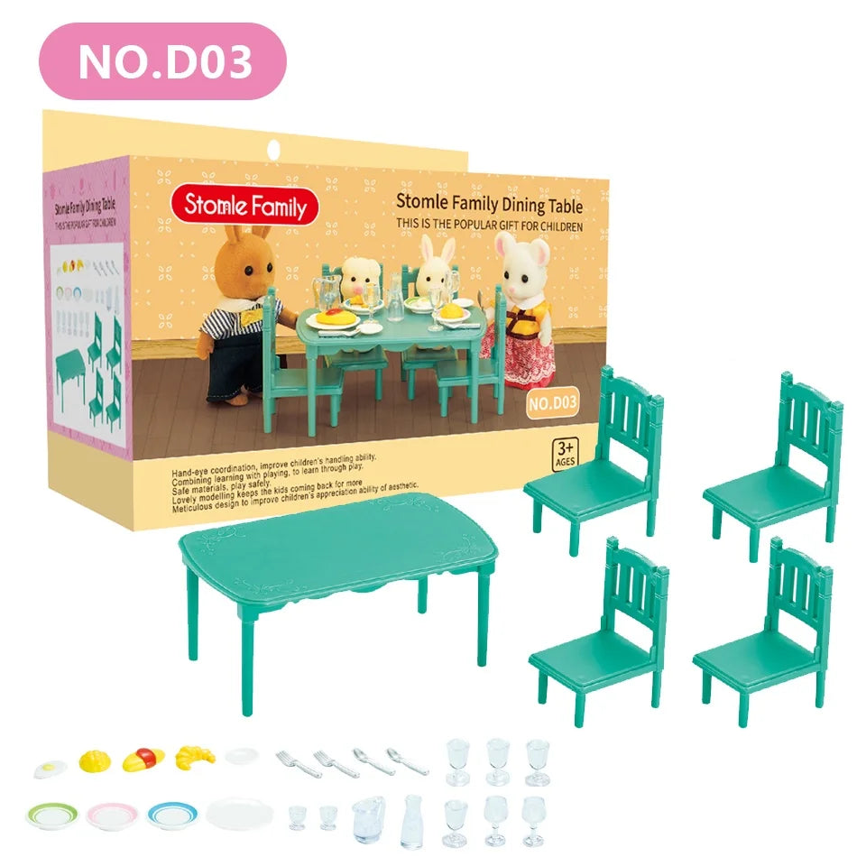 Forest Miniature Dollhouse – Kitchen & Dining Room Furniture Set