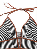 2026 Summer New Style Deep V-neck Striped Beach Dress, Sexy Backless Sleeveless Neckline Long Dress