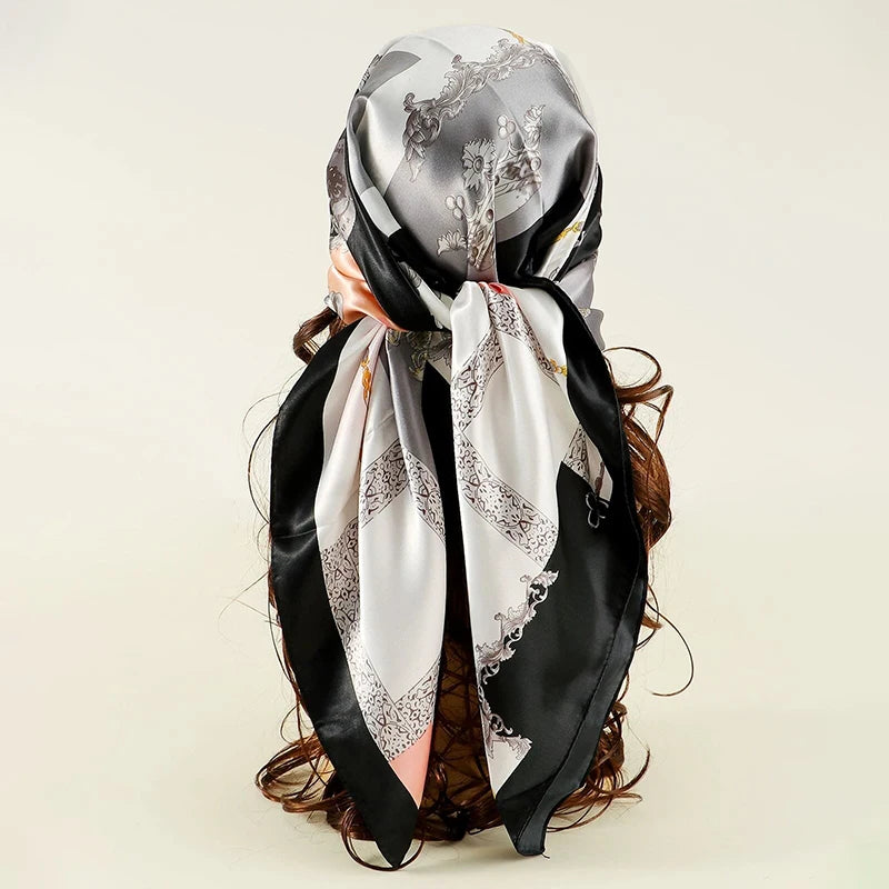 Urban Style Satin Square Scarf – Lightweight, Versatile & Fashionable