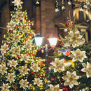 As flores de Natal com glitter dão um toque de elegância natalícia!