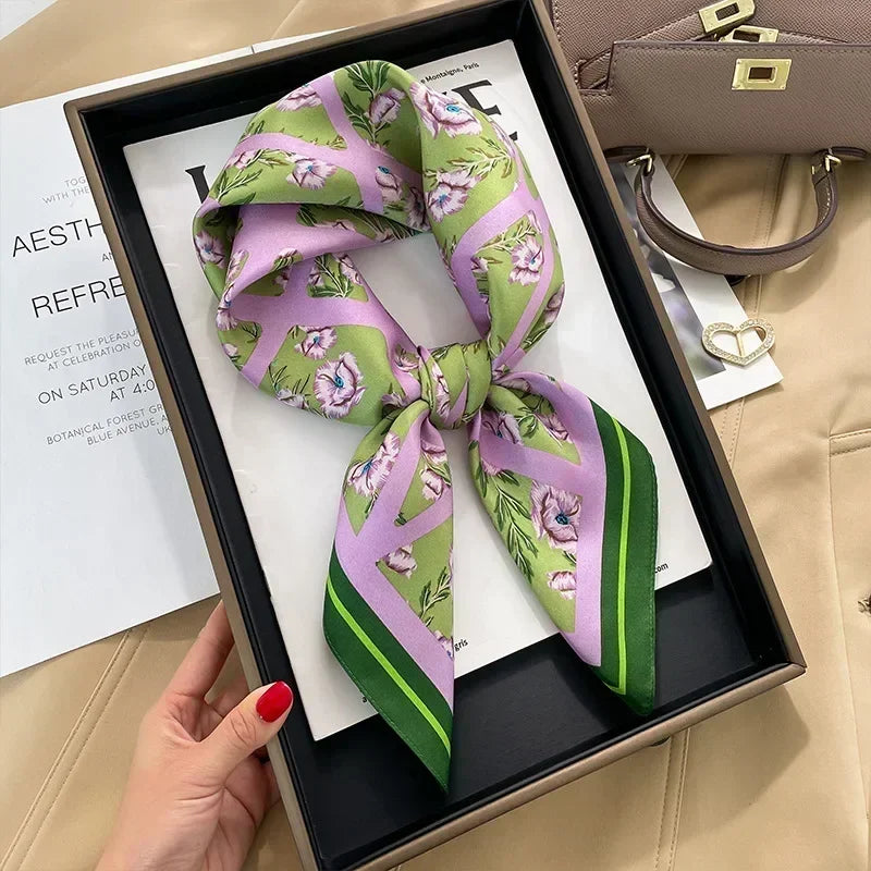 Luxury Print Satin Square Scarf – Elegant, Versatile & Lightweight for Everyday Use