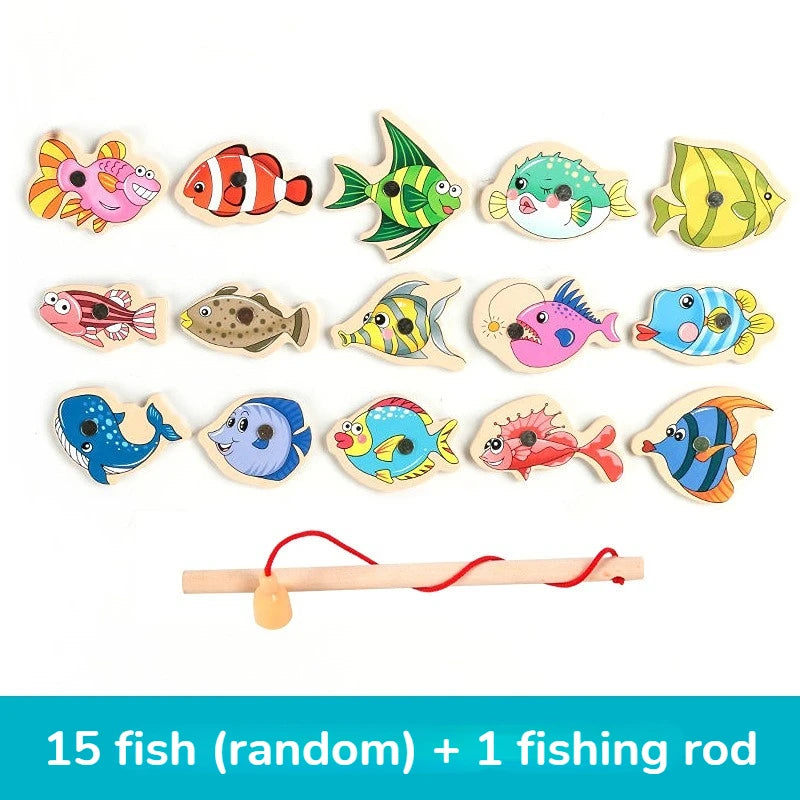 Montessori Wooden Magnetic Fishing Toy – Marine Life Cognition for Parent-Child Play