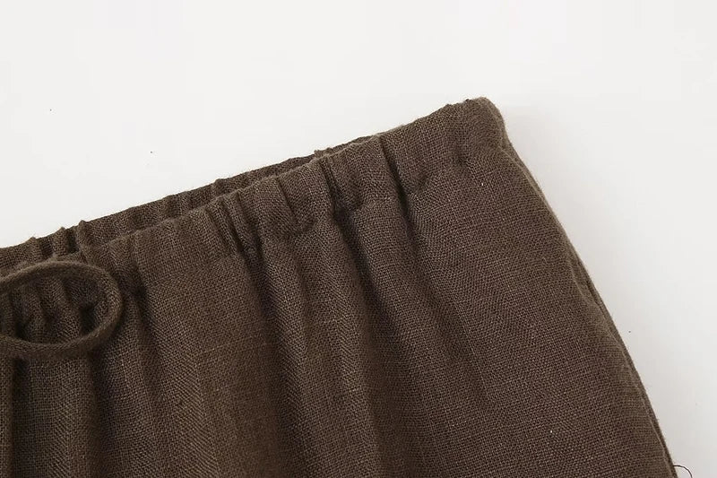 Wide Leg Pants Sets 2 Pieces Women Fashion Lace Up Kimono Tops Women's Suit Two Piece Set Spring Women Outfit