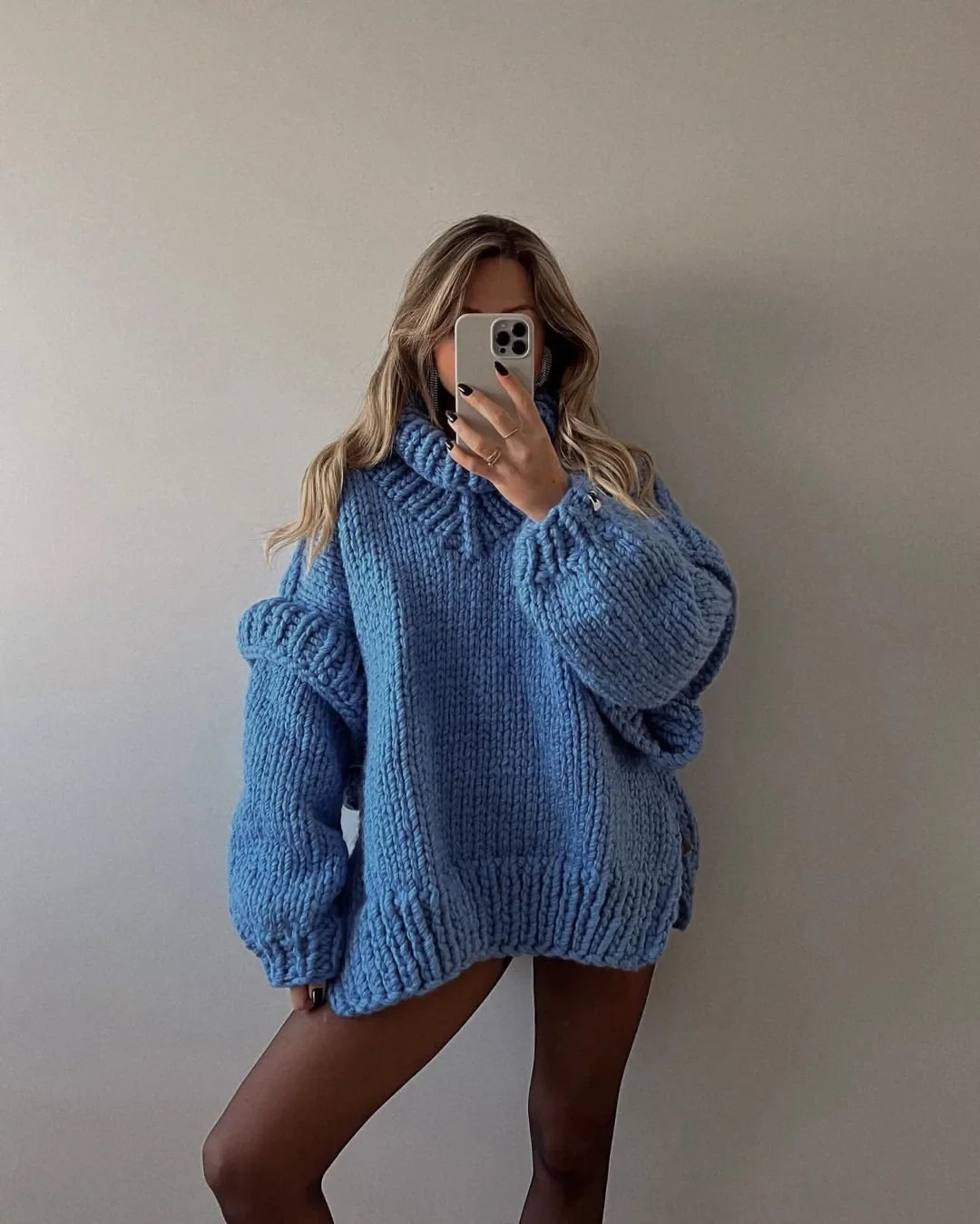 Hot Sale Of The Season Women's Oversized Long Sleeve Knitted Sweater Thick Winter Style Crew Neck Coarse Texture Cross-Border Ne