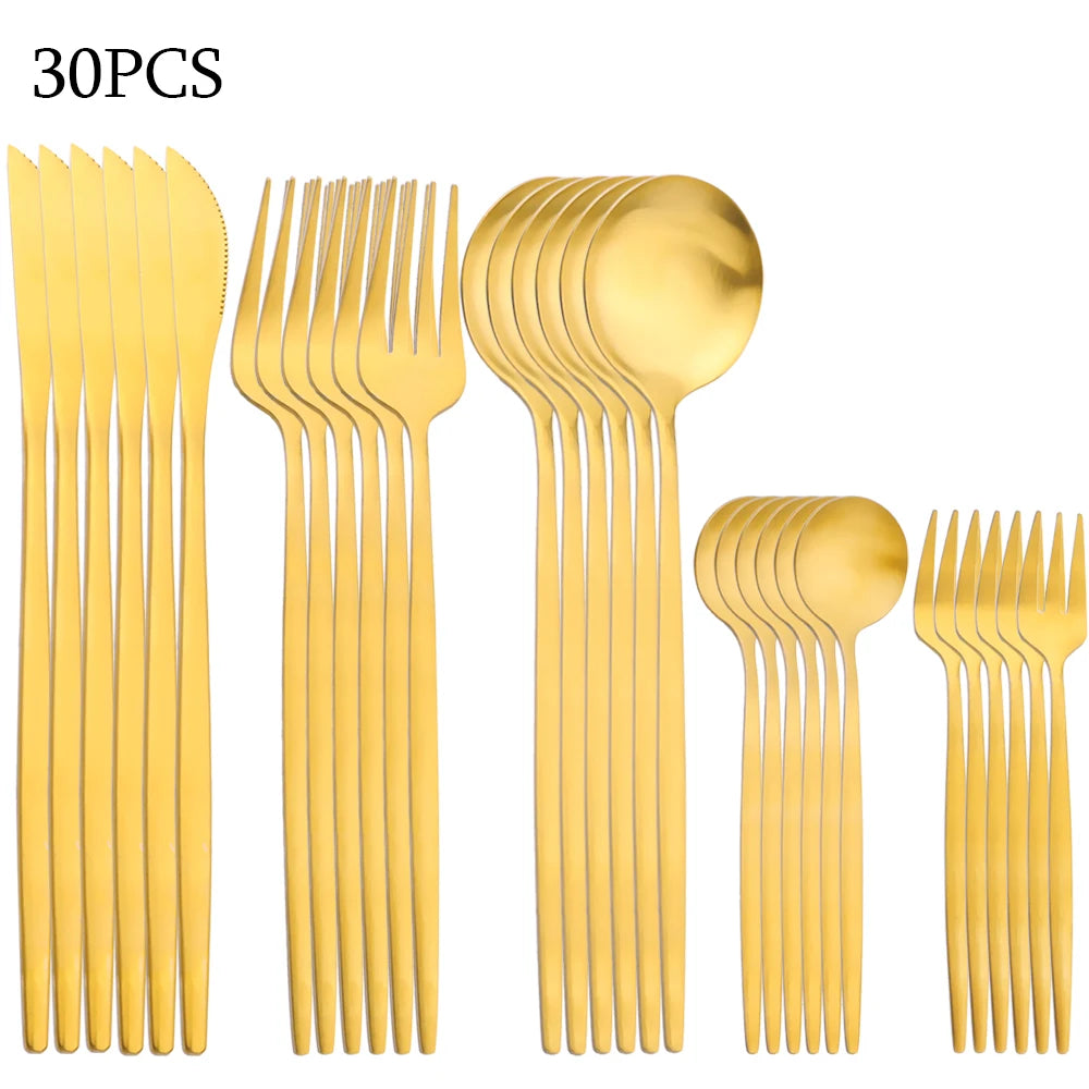 30-Piece Stainless Steel Cutlery Set – Elegant Dining at Home