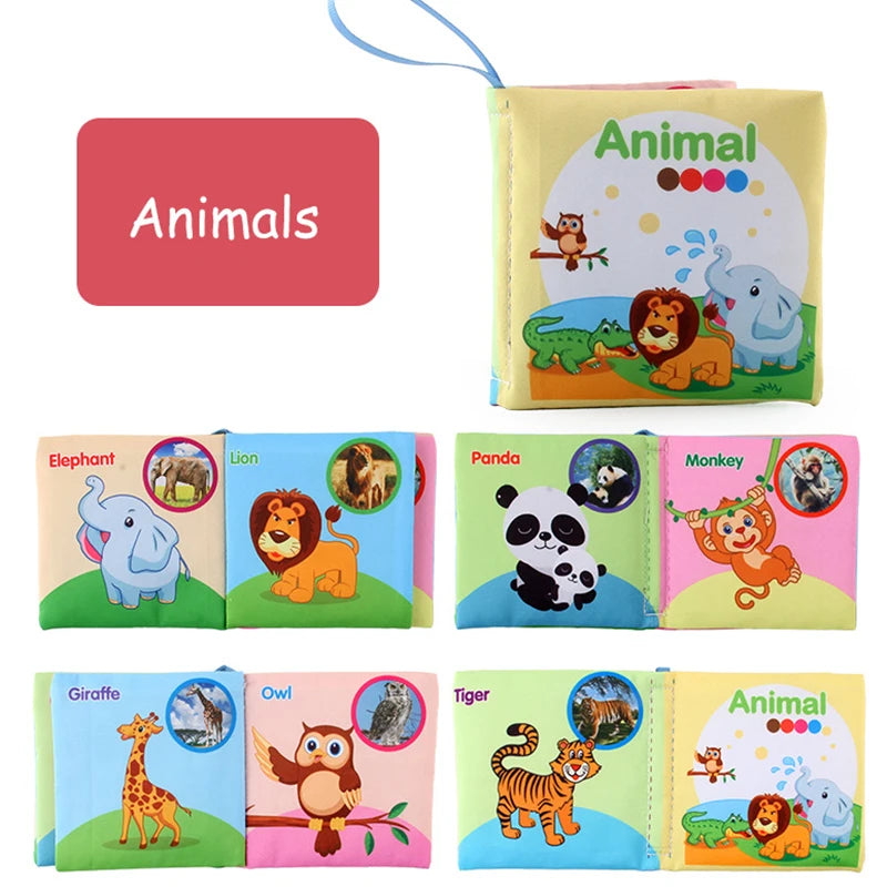 Soft 3D Cloth Book – Animal Family Cognitive Montessori Toy for Newborns (0–12 Months)