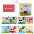 Livro de tecido macio 3D – Brinquedo Montessori Cognitivo da Família de Animais para Recém-Nascidos (0–12 Meses)