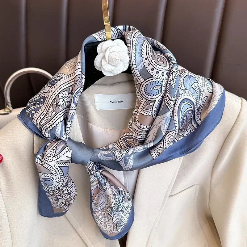 Luxury Print Satin Square Scarf – Elegant, Versatile & Lightweight for Everyday Use