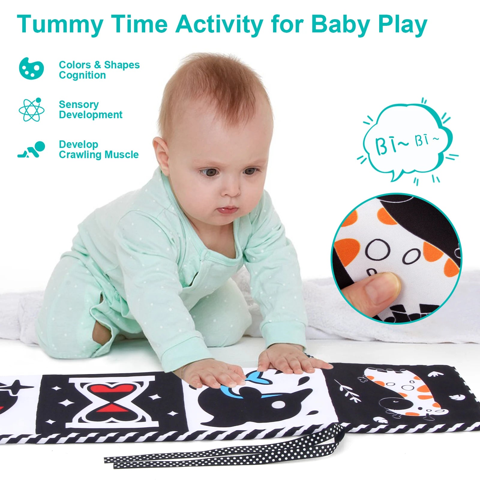 High-Contrast Cloth Book – Black & White Sensory Toy for Babies (0–36 Months)