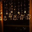 Cortina de luzes LED em forma de lua e estrela