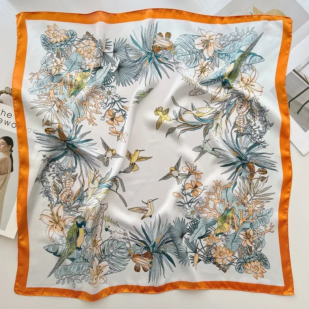 Luxury Print Satin Square Scarf – Elegant, Versatile & Lightweight for Everyday Use