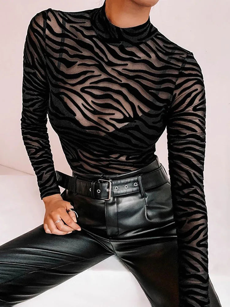 Sexy Black Mesh Bodysuit for Women
