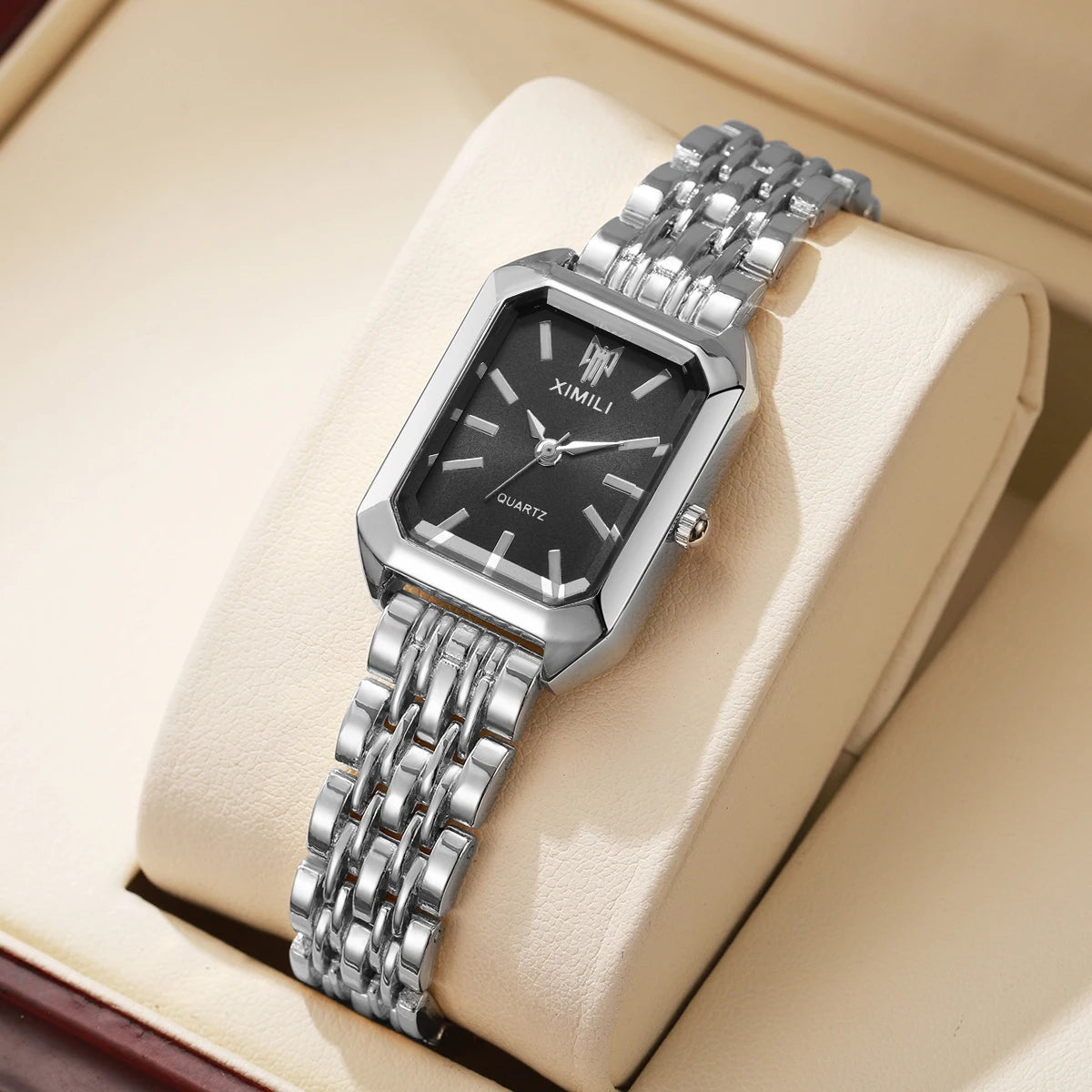 Luxury Women’s Stainless Steel Watch – Elegant Rectangle Quartz
