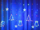 Cortina de luzes LED em forma de lua e estrela