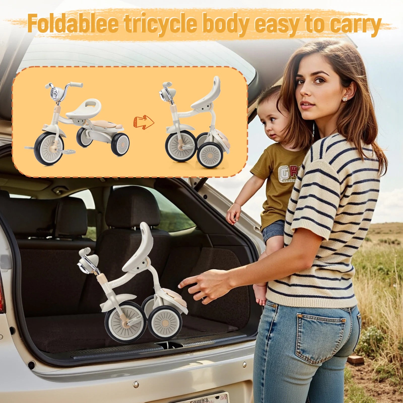Foldable Toddler Tricycle 3 Wheels – Safe, Fun & Budget-Friendly Ride for Little Ones!