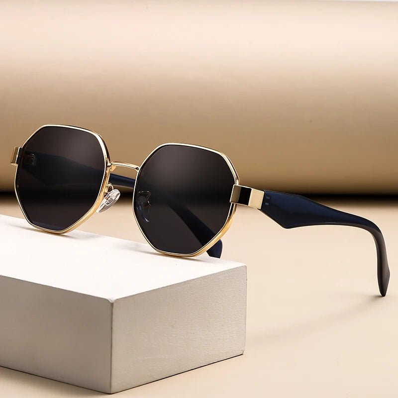 Maya – Retro Polygonal Metal Frame Sunglasses