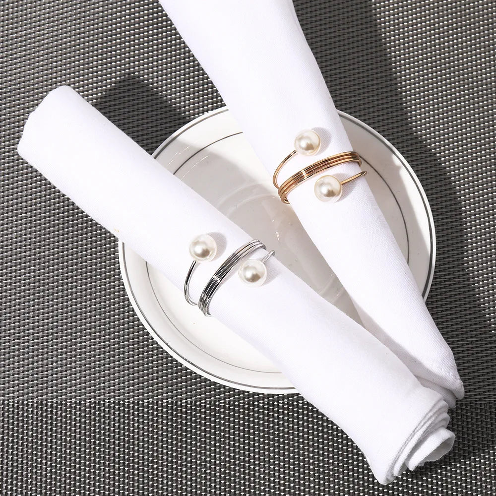 6-Piece Pearl Napkin Rings – Classic & Elegant Touch for Dinner Parties and Events