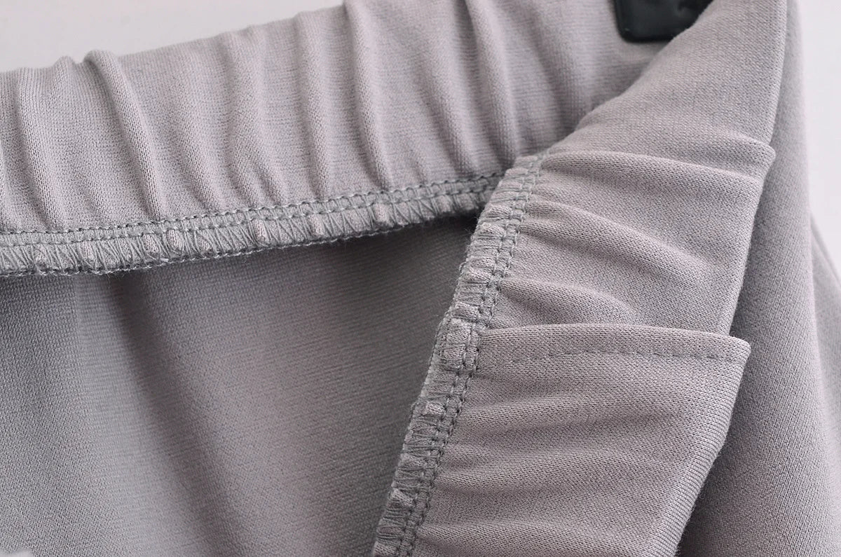 HH Women's 2-Piece Set Fashion Slimming Double-Sided Fabric Round Neck Long-Sleeve Top+Elegant Stretch Casual Wide Leg Pants