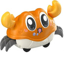 Divertido brinquedo de caranguejo retrátil com mecanismo de corda – ação de puxar para trás, ideal para bebés e crianças pequenas.