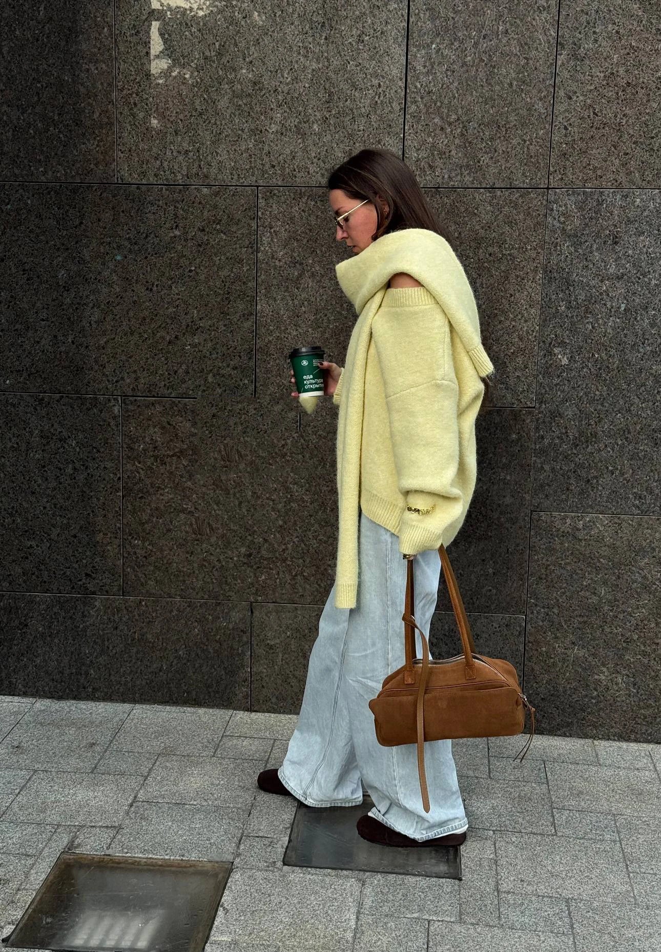 Hirsionsan 2025 New Soft Loose V Neck Knitted Sweaters Women Winter Solid Female Pullovers & Scarf Warm Basic Knitwear Jumper