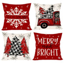 Conjunto de 4 capas de almofadas de Natal 45x45cm para decoração festiva de casa e sofá.