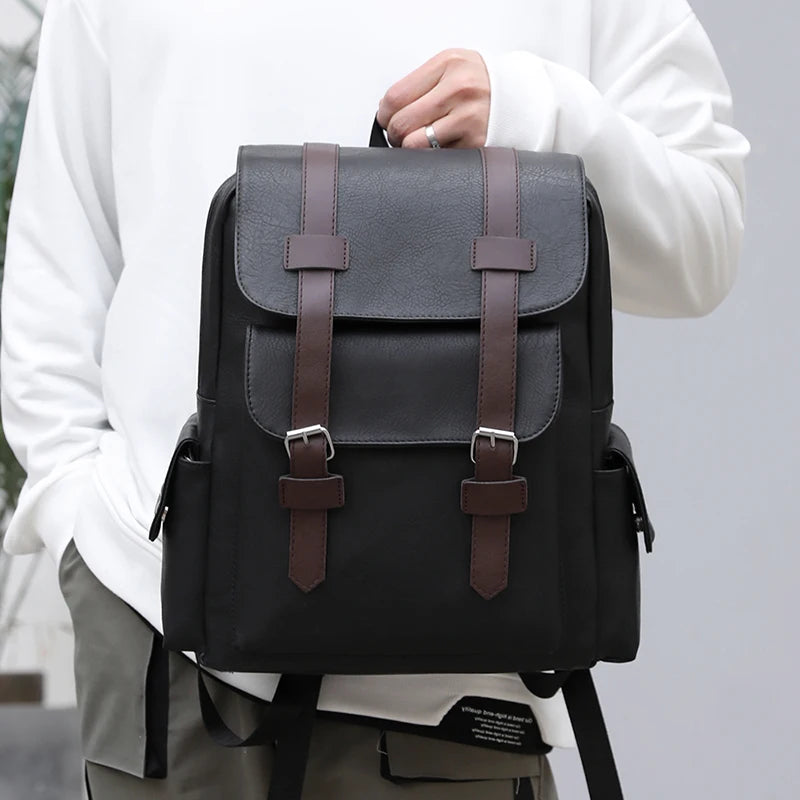 Men's PU Leather Backpack – Spacious, Durable, and Stylish!