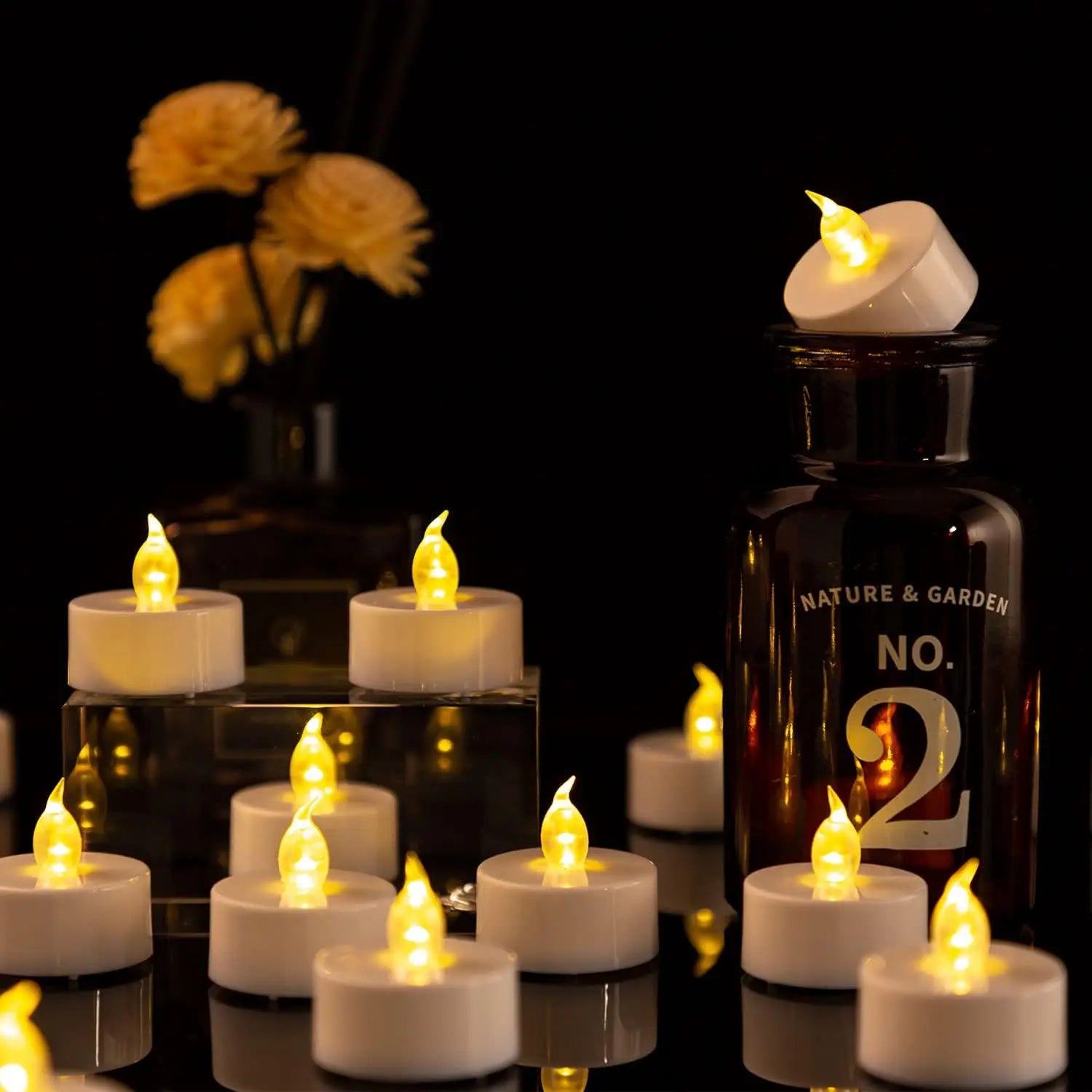 24PCS Flameless LED Candles – Warm White Battery Tea Lights for Weddings, Holidays & Safe Home Decor