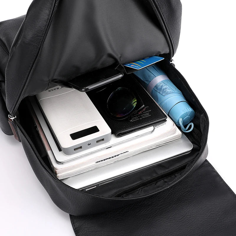 Men's PU Leather Backpack – Spacious, Durable, and Stylish!