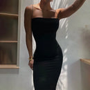 Vestido preto sexy de verão sem mangas