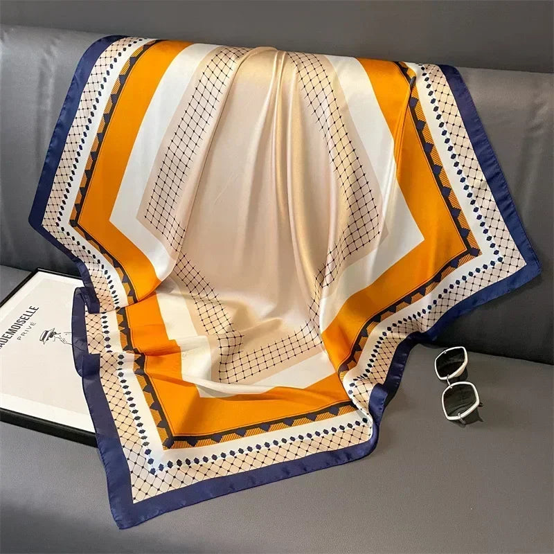 Luxury Print Satin Square Scarf – Elegant, Versatile & Lightweight for Everyday Use