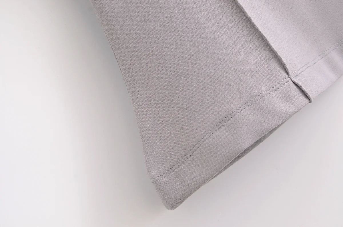 HH Women's 2-Piece Set Fashion Slimming Double-Sided Fabric Round Neck Long-Sleeve Top+Elegant Stretch Casual Wide Leg Pants