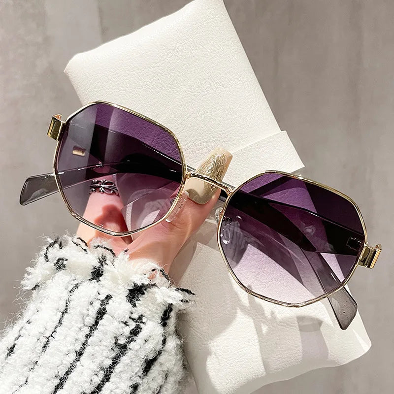 Maya – Retro Polygonal Metal Frame Sunglasses