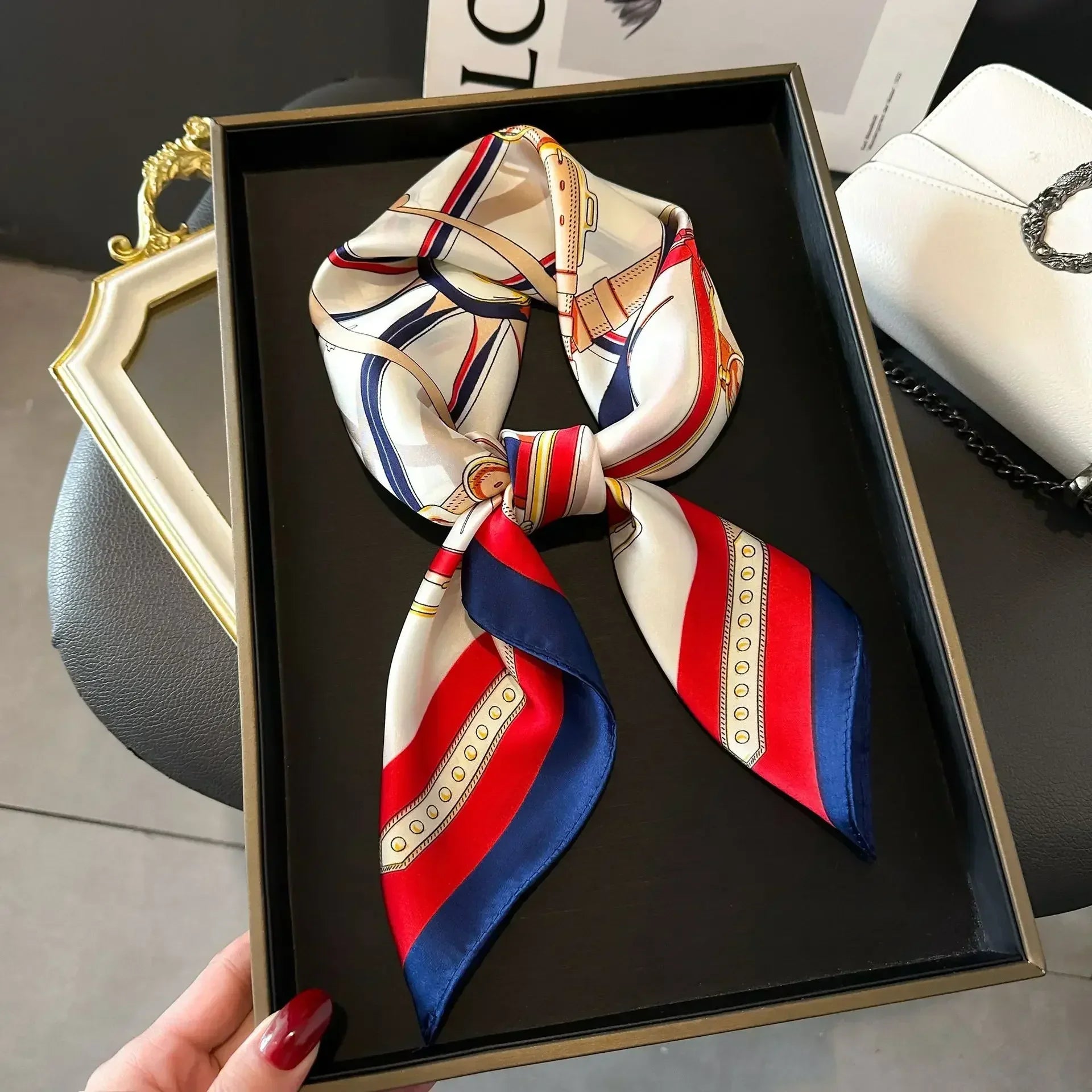 Luxury Print Satin Square Scarf – Elegant, Versatile & Lightweight for Everyday Use
