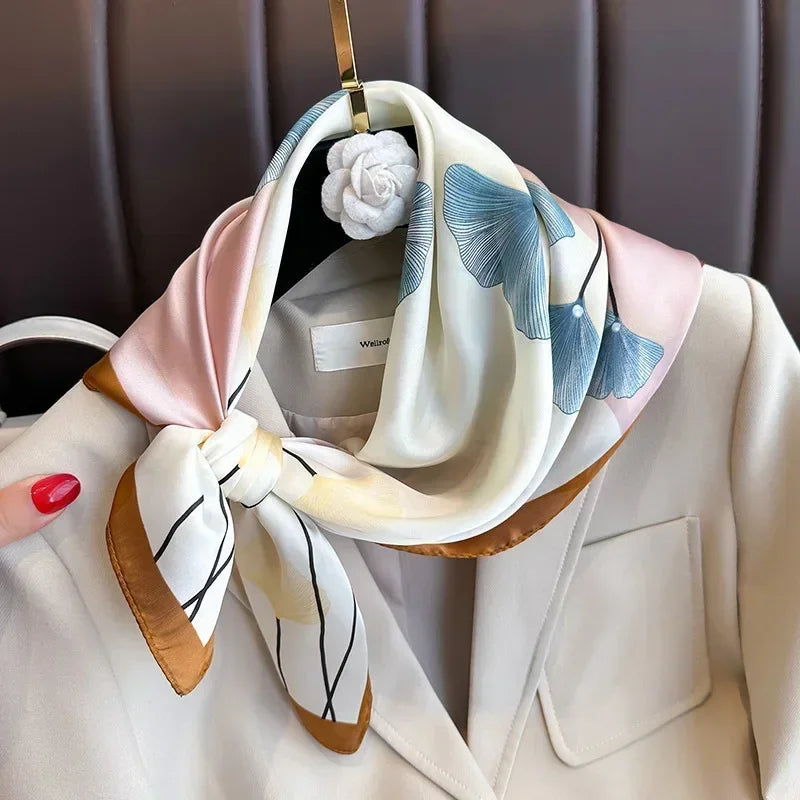 Luxury Print Satin Square Scarf – Elegant, Versatile & Lightweight for Everyday Use