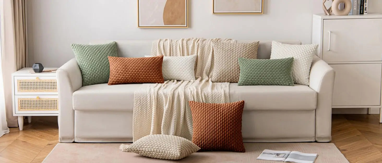 Boho Fall Corduroy Striped Pillow Cover – Soft & Cozy Farmhouse Vibes