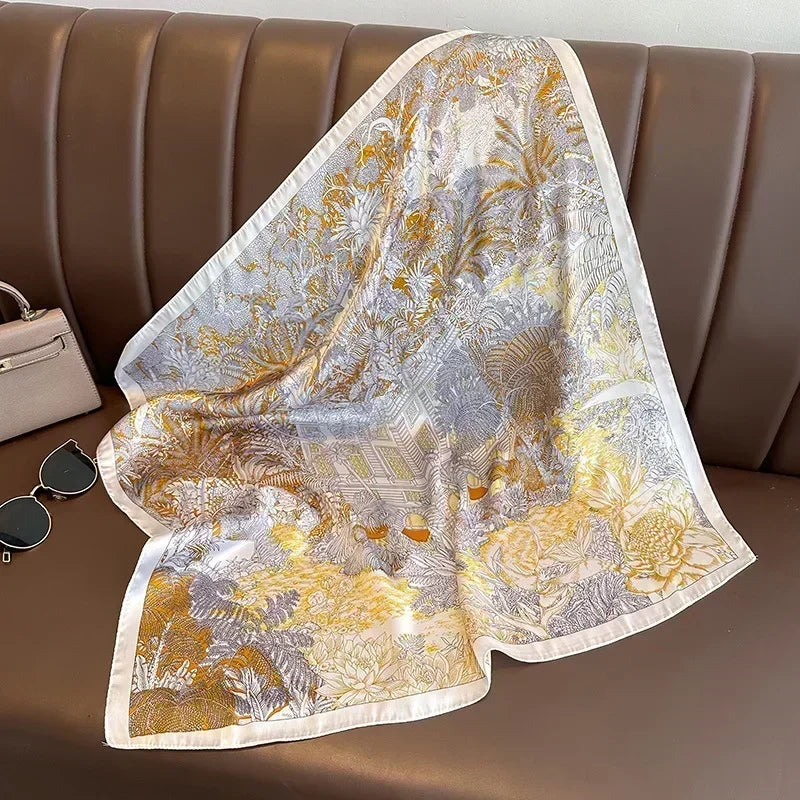 Luxury Print Satin Square Scarf – Elegant, Versatile & Lightweight for Everyday Use