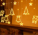Cortina de luzes LED em forma de lua e estrela