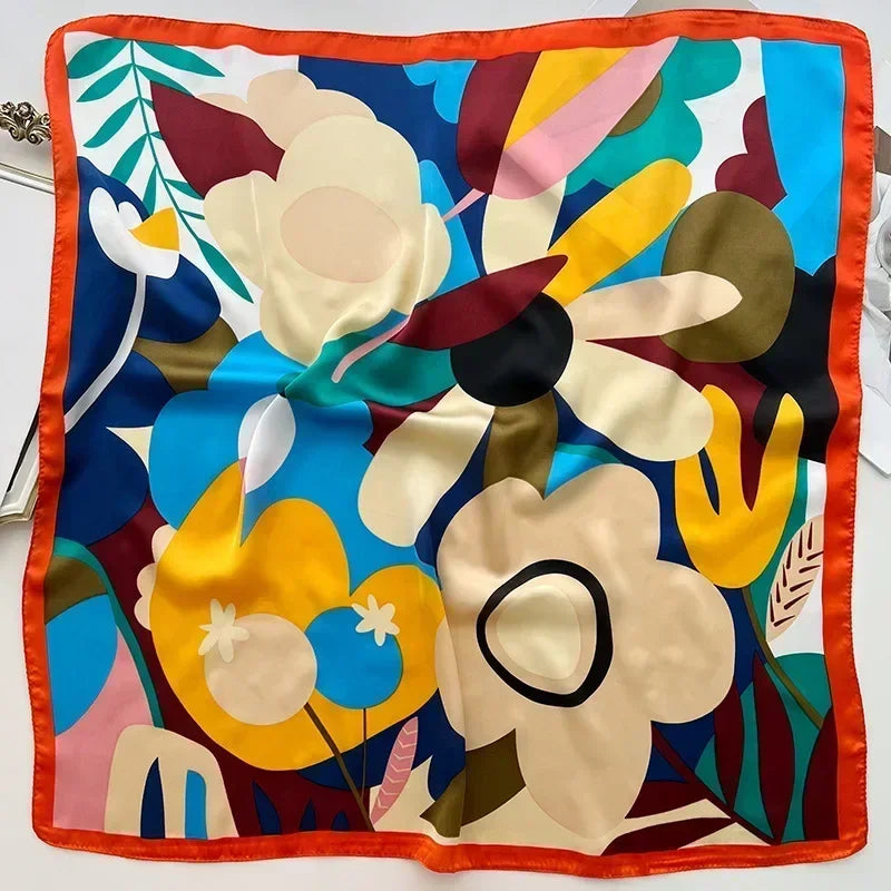 Luxury Print Satin Square Scarf – Elegant, Versatile & Lightweight for Everyday Use