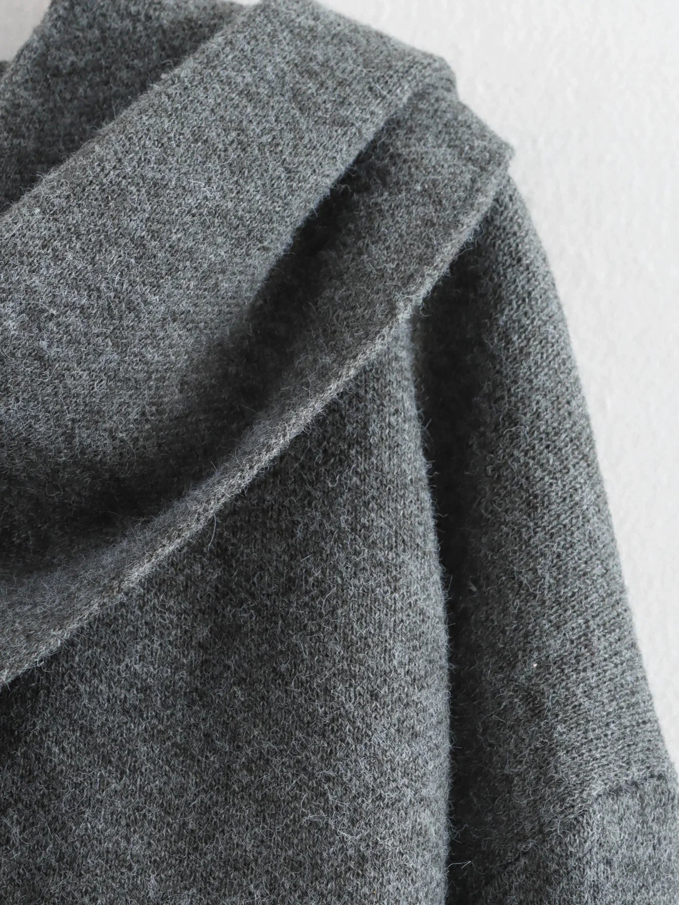 Ladies Autumn Winter Jacket Women Casual Commuter Coat Knitted Loose Oversize Coat Asymmetric Elegant Split Chic Scarf Jacket