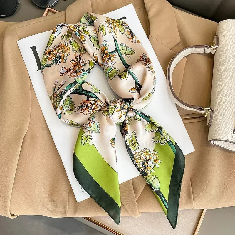 Luxury Print Satin Square Scarf – Elegant, Versatile & Lightweight for Everyday Use